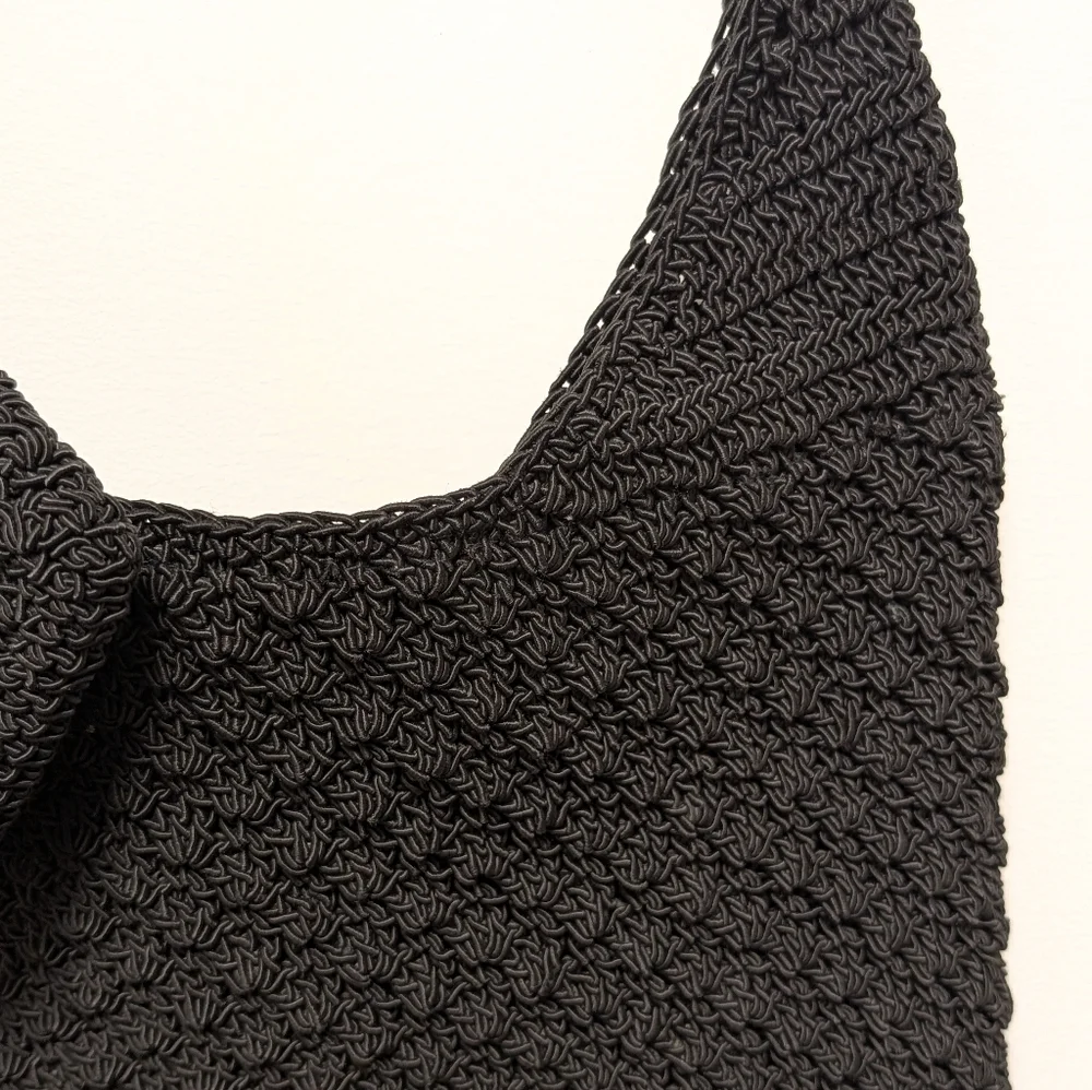 Frankie & Johnnie Vintage Black Crochet Hobo Shoulder Bag & Coin Purse
